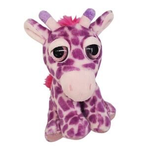 Russ Lil Peepers Violet Purple Spotted Giraffe Plush Toy 8" Glitter Eyes Pink